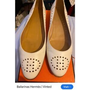 Hermès Ballet Flats Size 41 White Leather Rare Authentic Designer Shoes